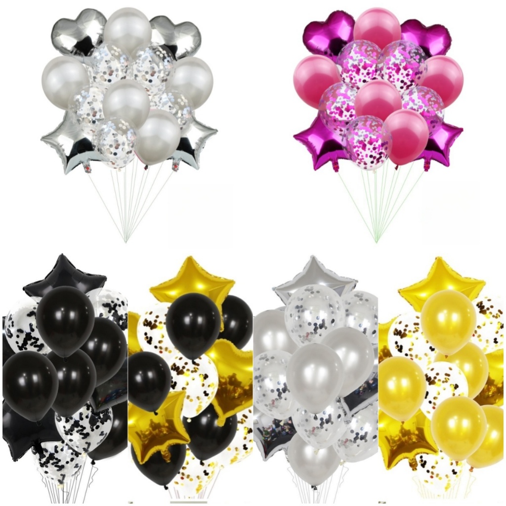 ส่งจากไทย 10 ชิ้น 14 ชุดลูกโป่งลูกปา ลูกโป่งน้ํายางชุด โลหะ สําหรับตกแต่งงานปาร์ตี้วันเกิด งานแต่งงาน