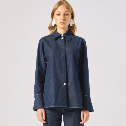 AOP Archive - Back Cut-Out Shirt เชิ้ตคอปก เชิ้ตพอดีตัว เปิดหลัง