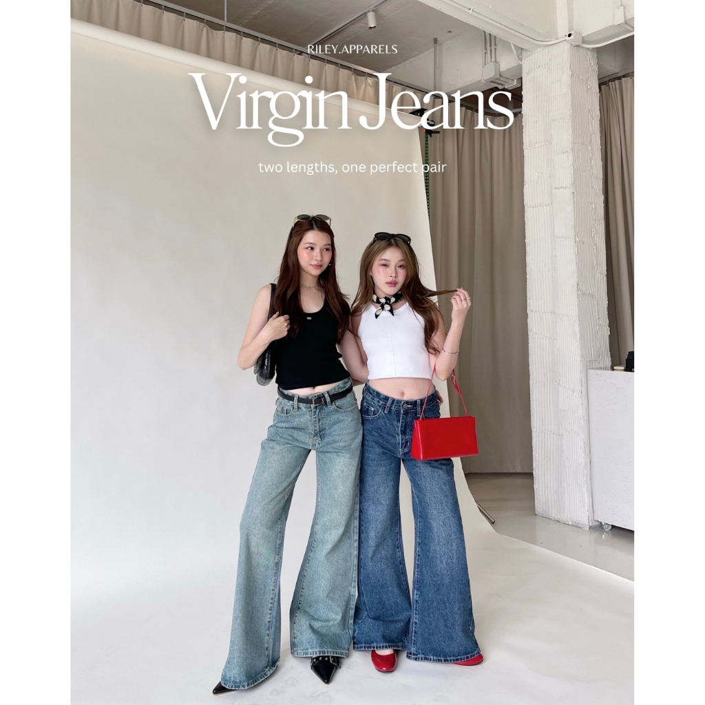 Riley.apparels - Virgin Jeans กางเกงยีนส์ 2ความยาว ทรงกระบอกกลางปลายขาม้า 7012