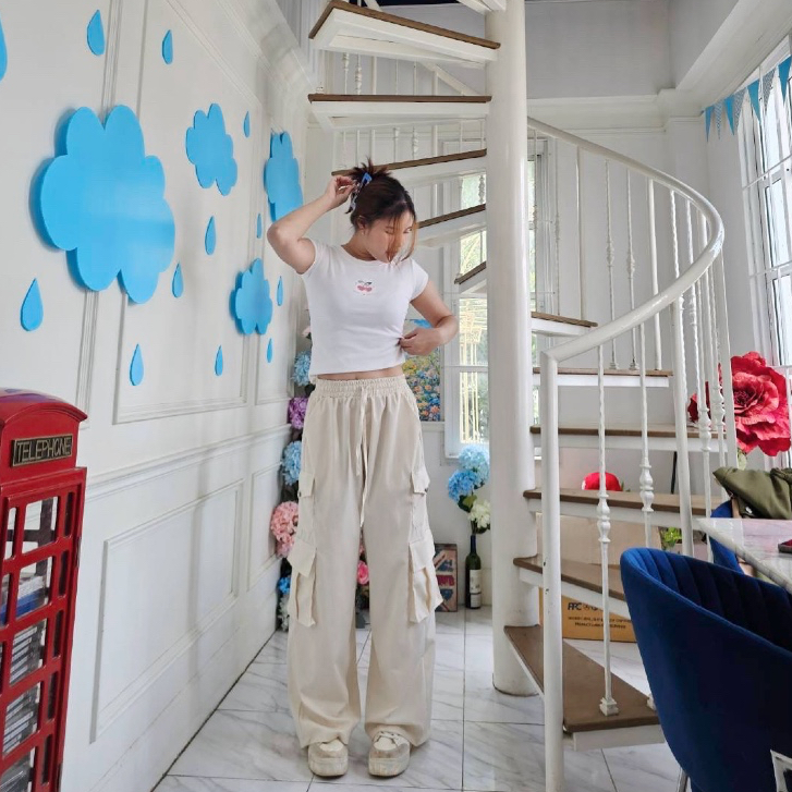 Cg02 กางเกงคาร์โก้ แต่งกระเป๋า6ใบ คาร์โก้ใส่สบายฟรีไซส์