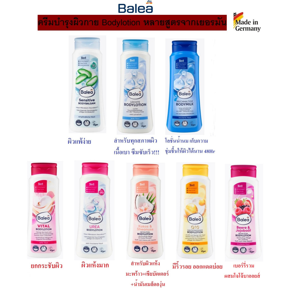 Body Lotion โลชั่นทาผิวกาย 7 สูตรจากเยอรมัน ขวดใหญ่มากกกก 400ml ทาได้นาน ซึมเร็ว!!!