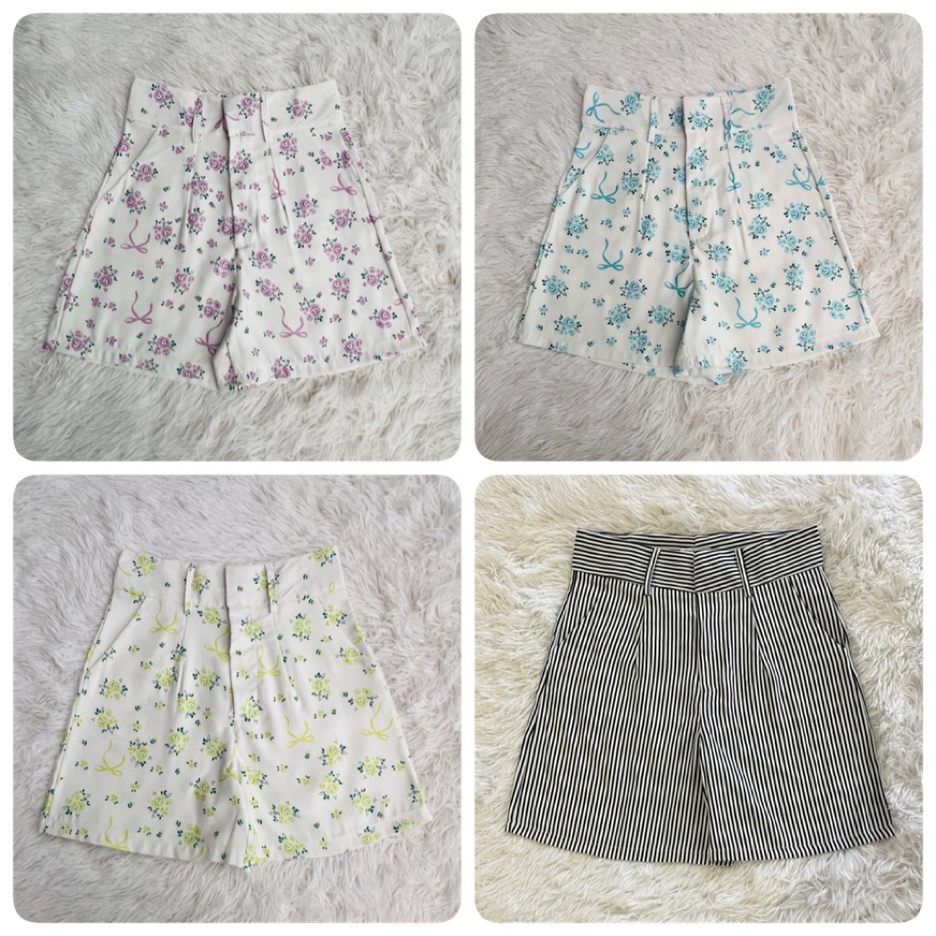 A01 กางเกงขาสั้นตะขอมีหู รุ่นลายฮิต ผ้าซาร่าห์ มีกระเป๋า2ข้าง