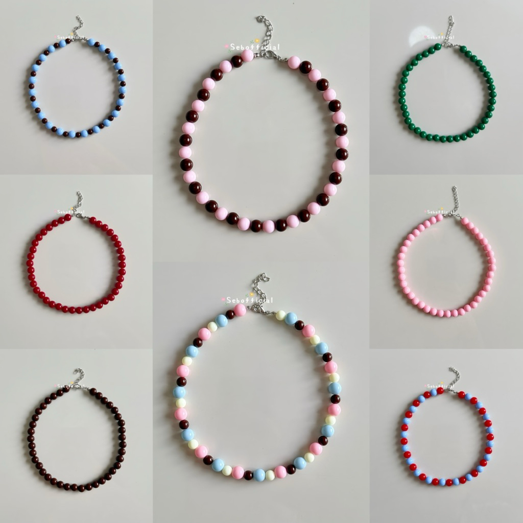 Sebofficial | Bubble Necklace (8/10mm.) ♡‧₊˚ | สร้อยคอลูกปัดอะคลิลิก สร้อยคอแฟชั่น สร้อยลูกปัดเม็ดใหญ่ รูปที่ 2