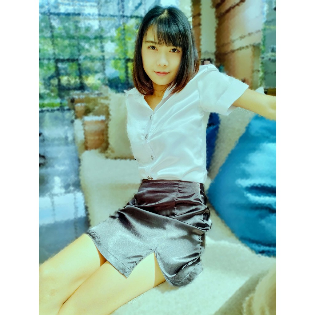 ✌ น.ศ.  เสื้อนักศึกษา ผ้าซาตินเกรดพรี่เมียม ผ้าลื่น มัน เงา วาว  สำหรับคนรักผ้าซาติน#satinbymaya ราคา ถูกที่สุด ดีลบีเคเค แกลเลอรีภาพที่ 5
