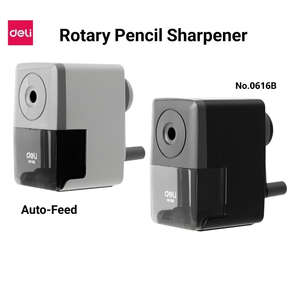 Deli เครื่องเหลาดินสอ Auto-Feed รุ่น E0616B "Rotary Pencil Sharpener" สามารถยึดติดกับโต๊ะได้ (ราคาต่อ 1 เครื่อง)