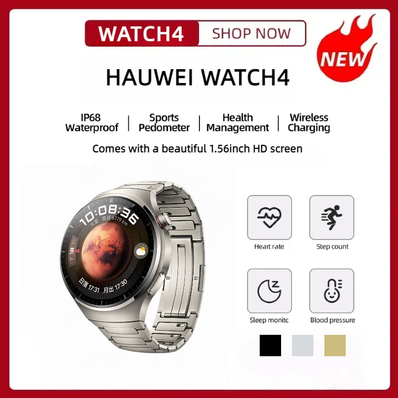 [COD] SMARTWATCH HAUWEI Watch4 หน้าจอ 1.56 นิ้ว วัดอัตราการเต้นของหัวใจ และออกซิเจนในเลือด นาฬิกาอัจ