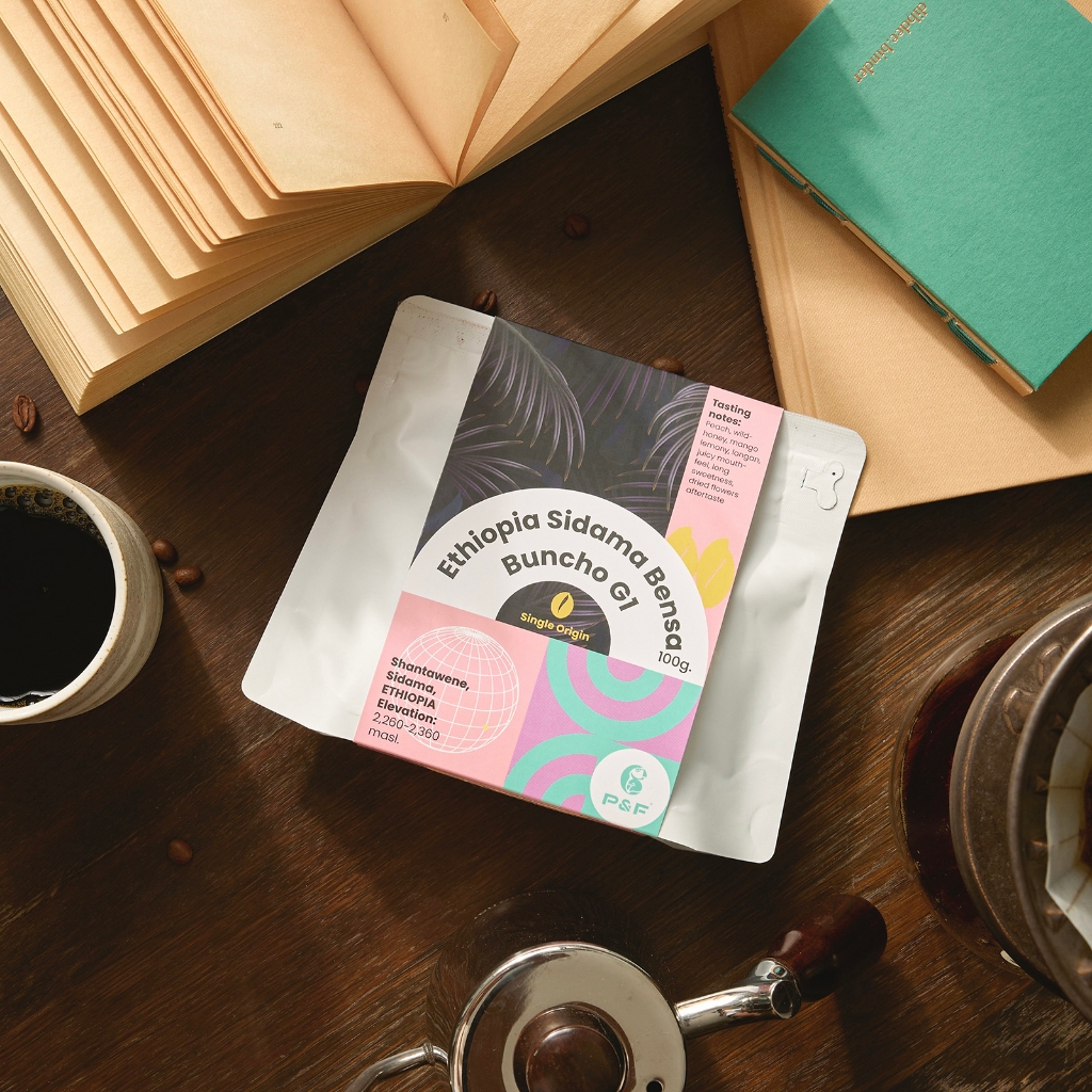 Ethiopia Sidama Bensa Buncho G1 (Natural Slow Dry) ขนาด 100g เมล็ดกาแฟคั่ว Single Originคั่วอ่อน|P&F