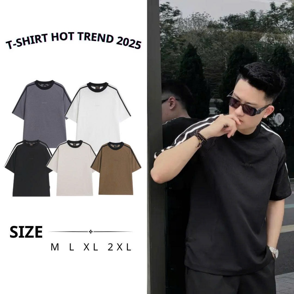 WS64 เสื้อยืด Basic – Hot Trend 2025 พร้อมดีเทลแถบไหล่สุดประณีต ดีไซน์ Unisex ใส่ได้ทั้งผู้ชายและผู้หญิง เหมาะสำหรับใ