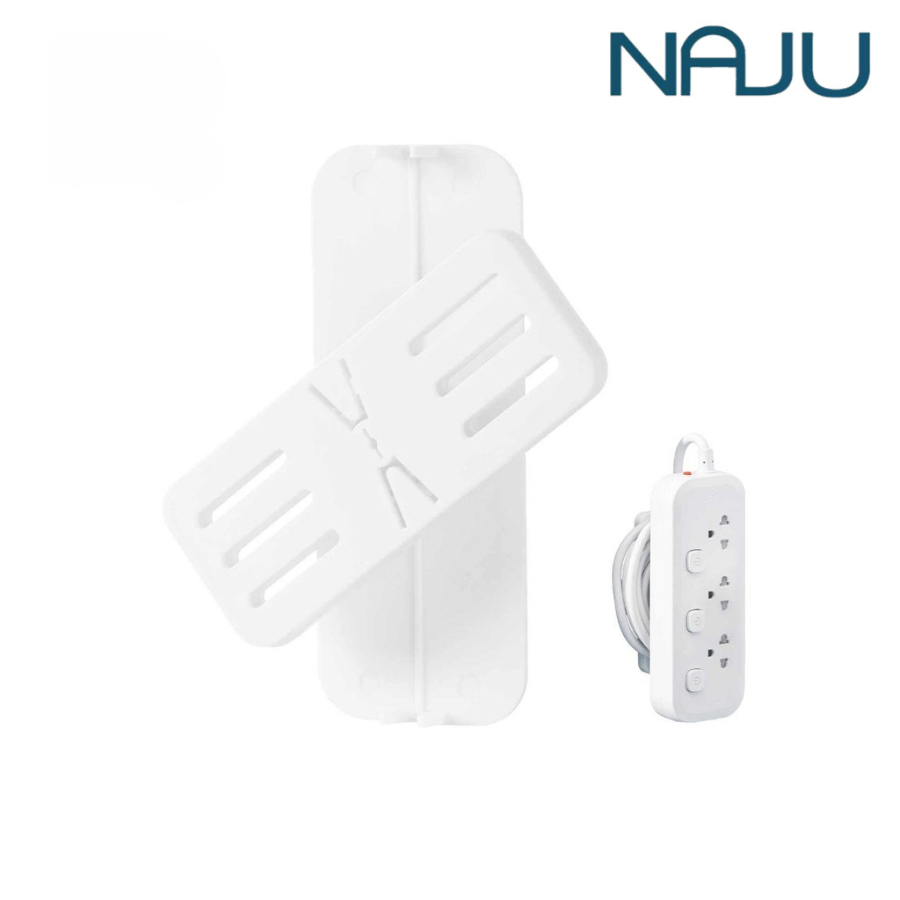 Naju ตัวยึดปลั๊กกับผนัง ที่เก็บปลั๊กไฟ Power Strip Holder หมุนได้360องศา ไม่ต้องเจาะผนัง กาวยึดแน่น