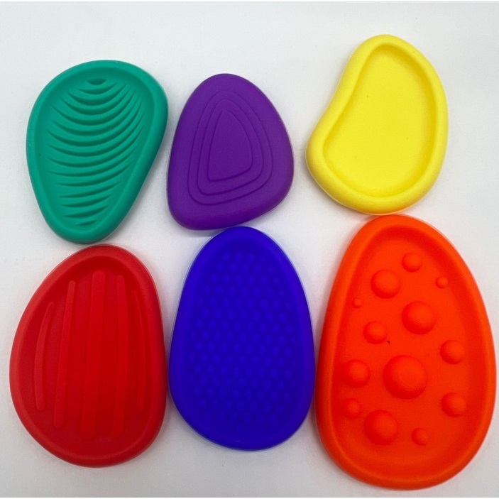 Montessori Stone Silicone Texture 6 pcs ของเล่นเสริมพัฒนาการ มอนเตสซอรี่ ผิวสัมผัส หินสี Color & Sensory Training - รูปที่ 2