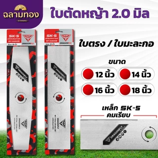 ใบมีดตัดหญ้า ใบตรง ใบมะละกอ หนา 2 มิล ขนาด 12,14,16,18 นิ้ว ใบคม 2 ด้าน ใบตัดหญ้าDragonfly