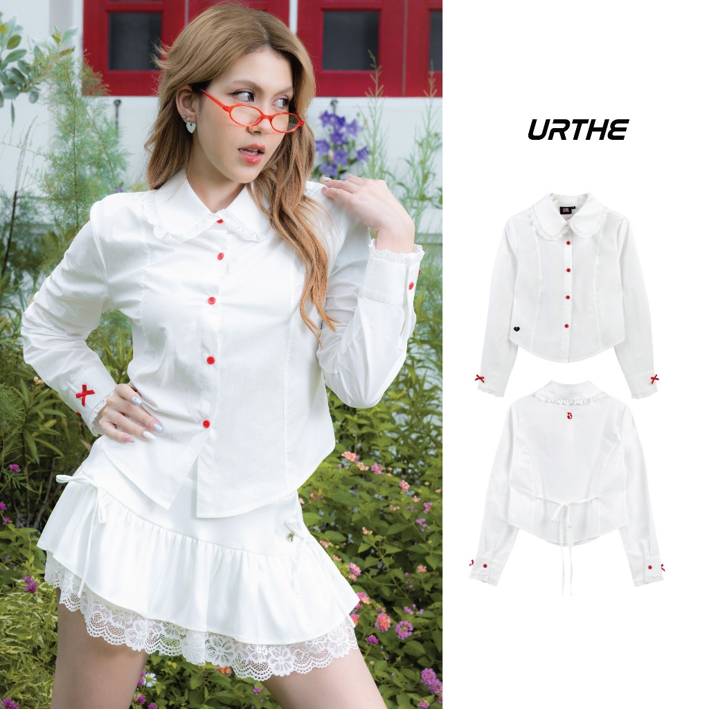 URTHE - เสื้อเชิ้ต แขนยาว รุ่น LACE BLOUSE