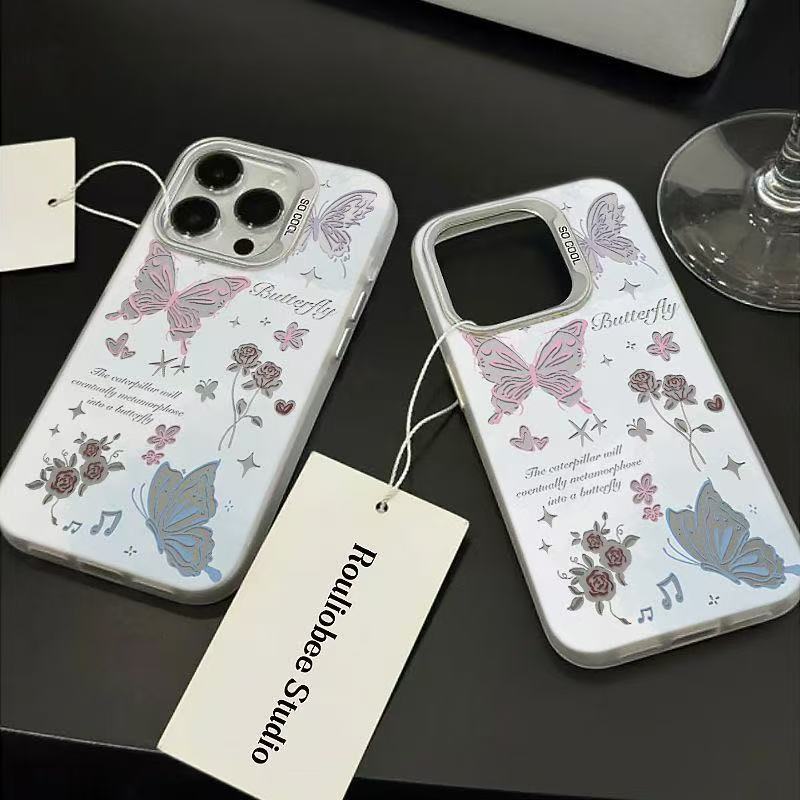 🔥ส่งจากไทย🔥ผีเสื้อ ดอกกุหลาบ การ์ตูน เคส for iPhone xr บอดี้ 16pro 15pro 14Pro เคสไอโฟน x body 13Pro 15Pro case - รูปที่ 5