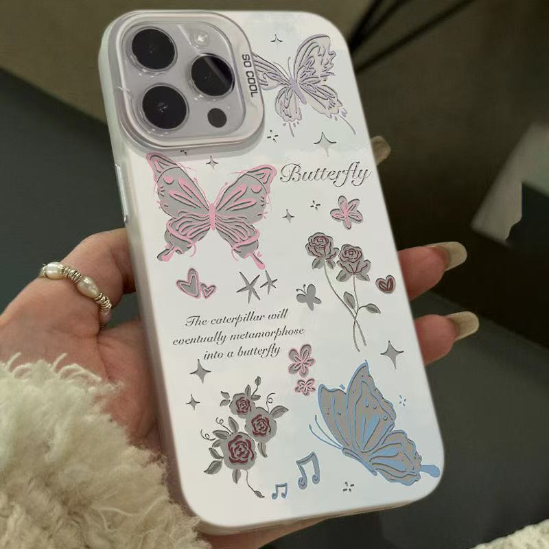 🔥ส่งจากไทย🔥ผีเสื้อ ดอกกุหลาบ การ์ตูน เคส for iPhone xr บอดี้ 16pro 15pro 14Pro เคสไอโฟน x body 13Pro 15Pro case - รูปที่ 2