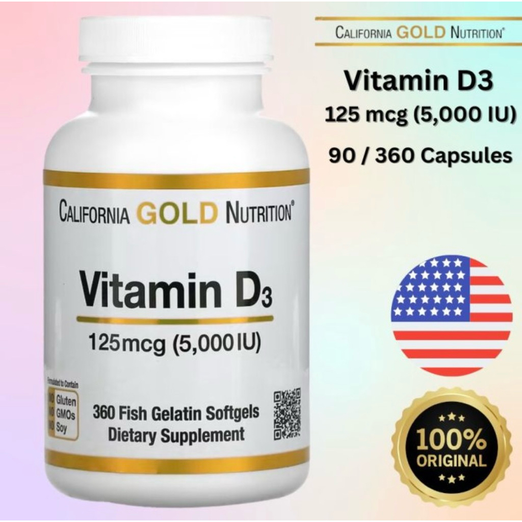 California Gold Nutrition D3, Vitamin D3, 5000 iu 90 softgels