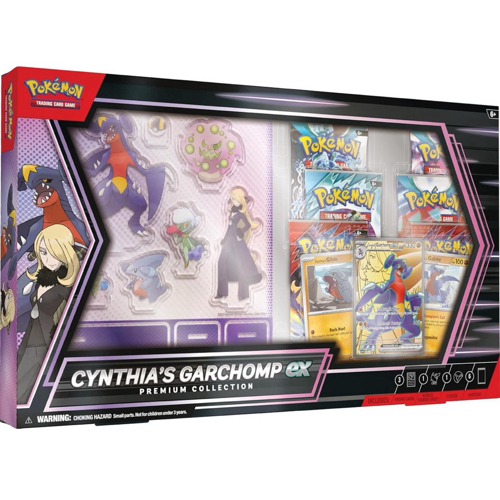 Pokemon TCG: Cynthia’s Garchomp ex Premium Collection - 6 Packs, Stickers, Promos
