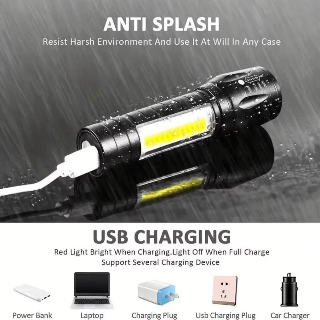 ไฟฉายพกพา USB ซูมได้ ปรับโหมดได้ thumbnail 5