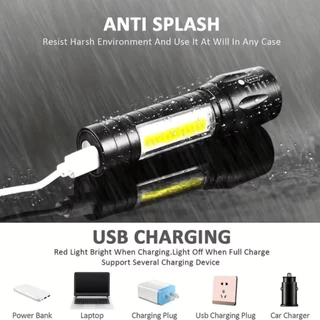 ไฟฉายพกพา แคมป์ปิ้ง ไฟฉายซูมได้ USB ไฟฉายแรงสูง ปรับโหมดได้ ไฟแฟลช์ ซูมได้ มีโหมดไฟกระพริบฉุกเฉิน ไปแคมป์ปิ้ง ไปน่าไปไร่