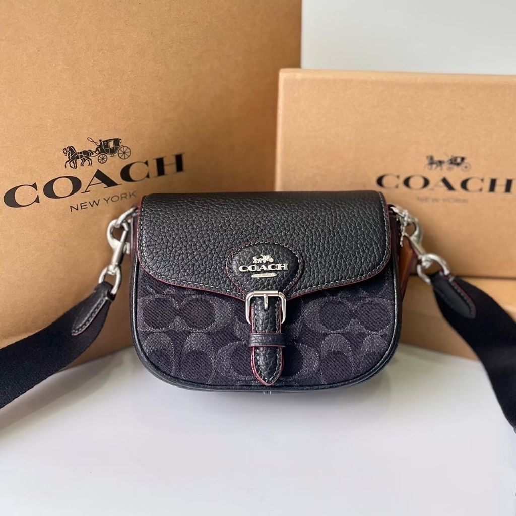 สะพายผู้หญิง COACH AMELIA SMALL SADDLE BAG IN SIGNATURE DENIM CQ187