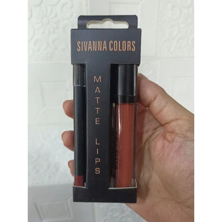 sivanna colors Matte lips ลิปเซต2ชิ้น ขอบปาก/ลิปจุ่ม เบอร์7 สีนุ้ดเข้มทาได้2ลุค ติดทนมากๆเติมริมฝีปากให้ดูอวบอิ่มสวยงาม