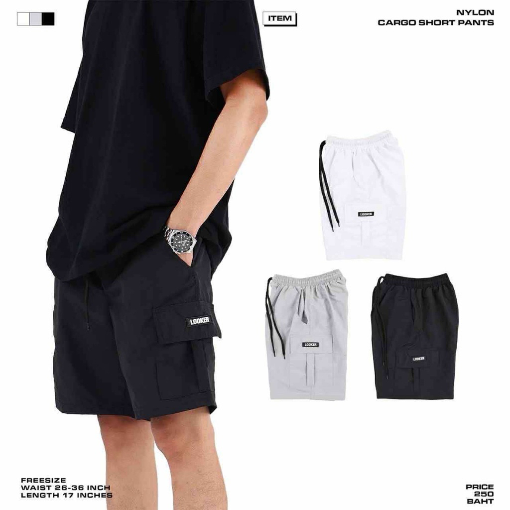 LOOKER  – NYLON CARGO กางเกงขาสั้นผ้าร่มคาร์โก้