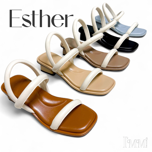 I’mm Shoes รุ่น Esther 026 รองเท้าส้นสูง ส้นเหลี่ยม สูง1.5นิ้ว ดีไซน์รัดส้นมินิมอล