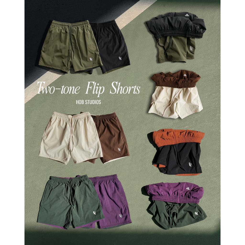 🔥ทักแชทรับโค้ดลดเพิ่ม Two-tone Flip Shorts HOB STUDIOS
