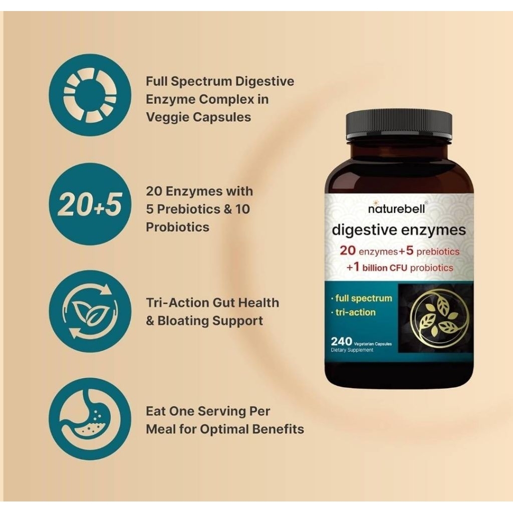 ✨️พร้อมส่ง✨️Digestive Enzymes with Prebiotics, 240 Capsules