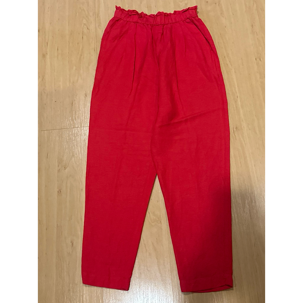 กางเกงผ้าสีแดง OYSHO มือสอง สภาพดี