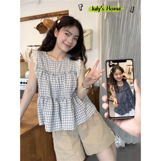 เสื้อกั๊ก เสื้อเเขนกุด ผ้าฝ้าย ลายสก๊อต ใส่ได้ทุกหุ่น#J2357