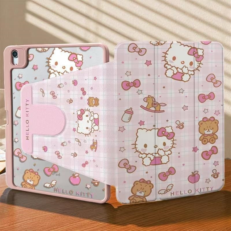 💫พร้อมส่ง💫เคสไอแพด หมุนได้ 360° HELLO KITTY พับ 3 ทบ มีช่องเสียบปากกา Gen11 Gen10 AIr7 Air6pro11