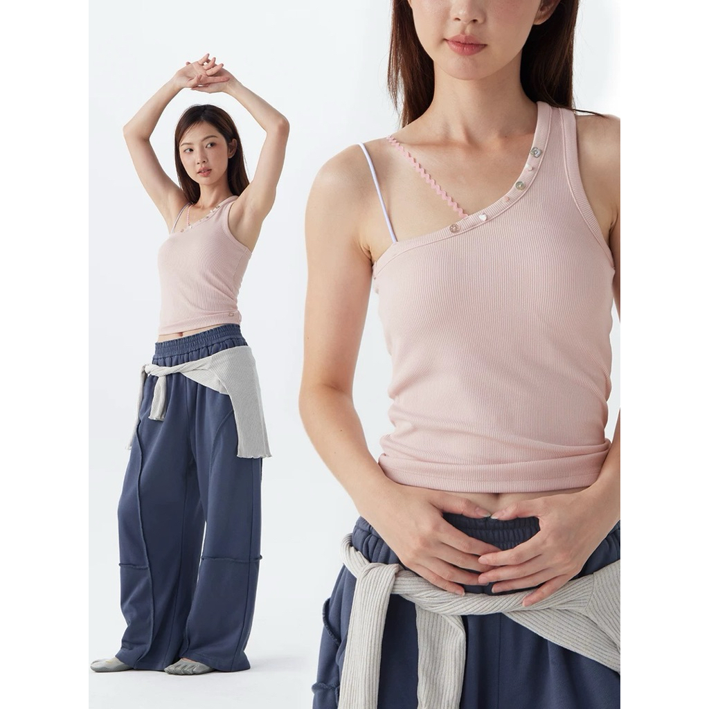 CryingCenter เสื้อกล้าม/สายเดี่ยวปาดไหล่ Baby Tee One-shoulder Belt Vest
