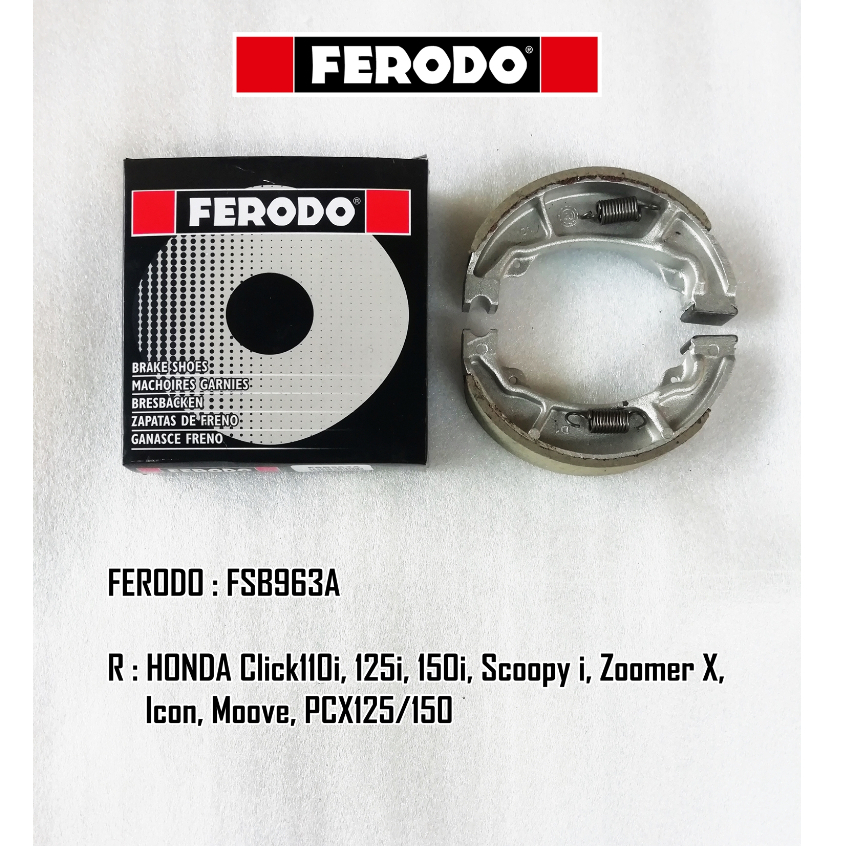 Ferodo ผ้าเบรคหลัง มอเตอร์ไซค์ FSB963A สำหรับ HONDA Click110i,Click 150i,PCX 150/160,Scoopy i 125,ZOOMER-X
