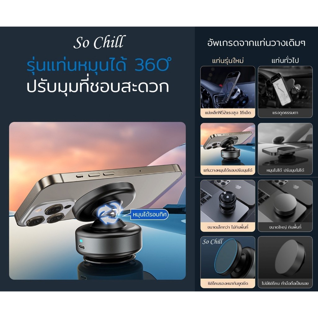 So Chill ที่ยึดมือโทรศัพท์แม่เหล็กแรงสูง 2in1 ติดแน่น พกพาสะดวก ราคา ถูกที่สุด ดีลบีเคเค แกลเลอรีภาพที่ 4