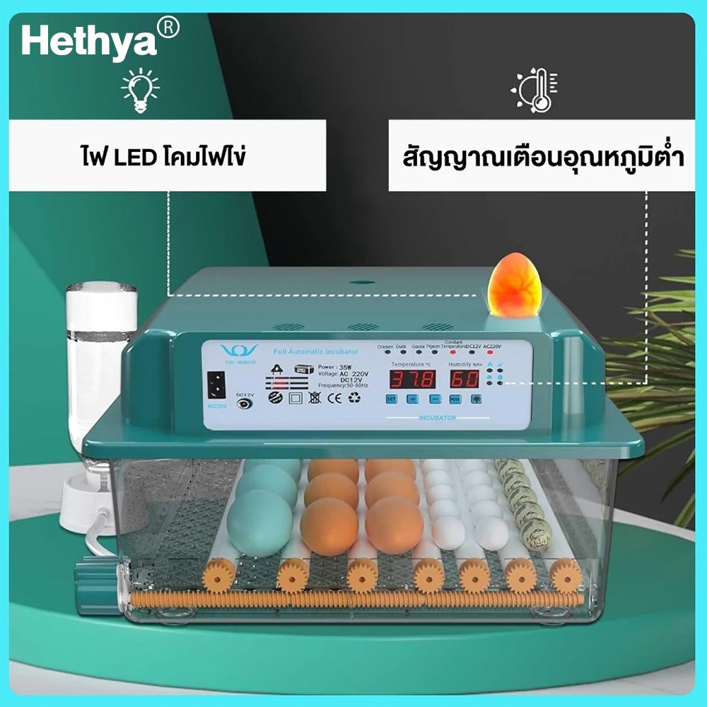 รับประกันสินค้า Hethya ตู้ฟักไข่ ตู้ฟักไข่อัตโนมัติ 16/36/64 ตู้ควบคุมอุณหภูมิ มีไฟส่องไข่ เหมาะสำหรับฟักไข่ขนาดต่างๆ ราคา ถูกที่สุด ดีลบีเคเค รูปภาพหลัก