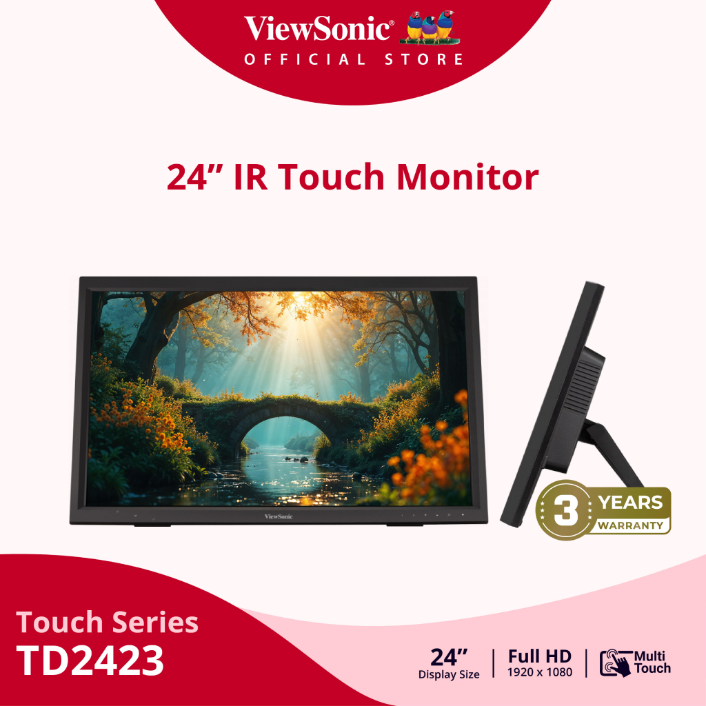 ViewSonic TD2423 24” IR Touch Monitor /23.6"/VA/75Hz/7ms(จอทัชสกรีน IR 10 จุด) (จอสำหรับธุรกิจ)ประกัน 3 ปี Onsite