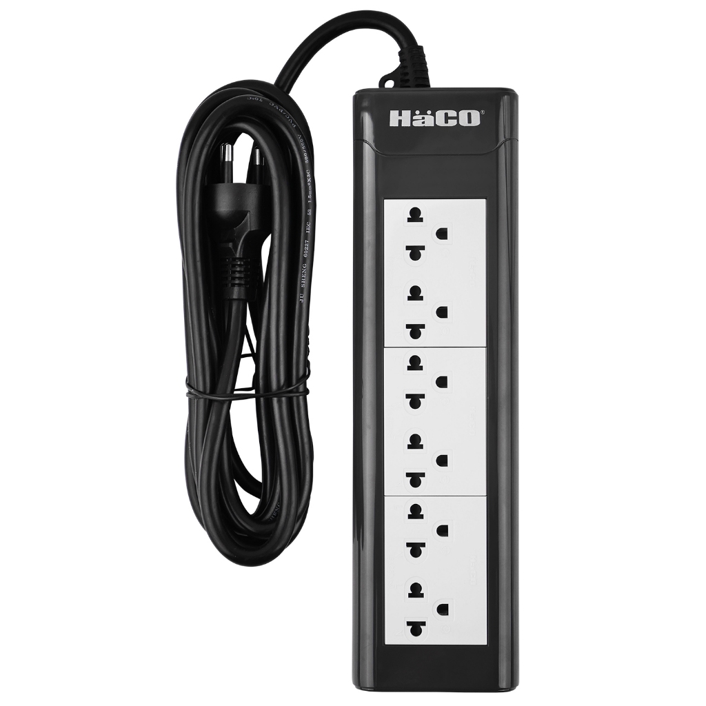 HACO รางปลั๊กไฟ 6 ช่อง EPN-6EB/3 16 แอมป์ 3 ม. จัดส่งโดย HomePro
