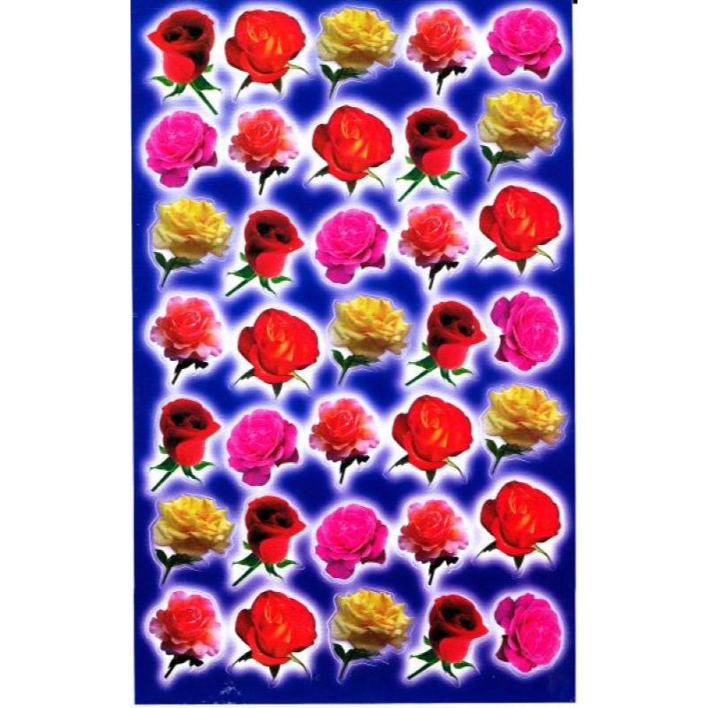 สติกเกอร์ดอกกุหลาบ ดอกไม้ น่ารัก สำหรับเด็ก พัฒนากล้ามเนื้อ Rose flower Sticker Film 1 Sheet 27x18 c