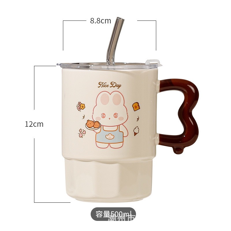400ถ้วยฟางสัตว์การ์ตูน ถ้วยของขวัญที่ดูดีพร้อมฝาและถ้วยน้ําสํานักงานพ่อบ้านดูดความจุขนาดใหญ่ ราคา ถูกที่สุด ดีลบีเคเค แกลเลอรีภาพที่ 9