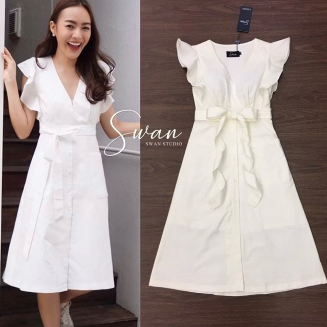 เดรสขาว งานป้าย swan studio