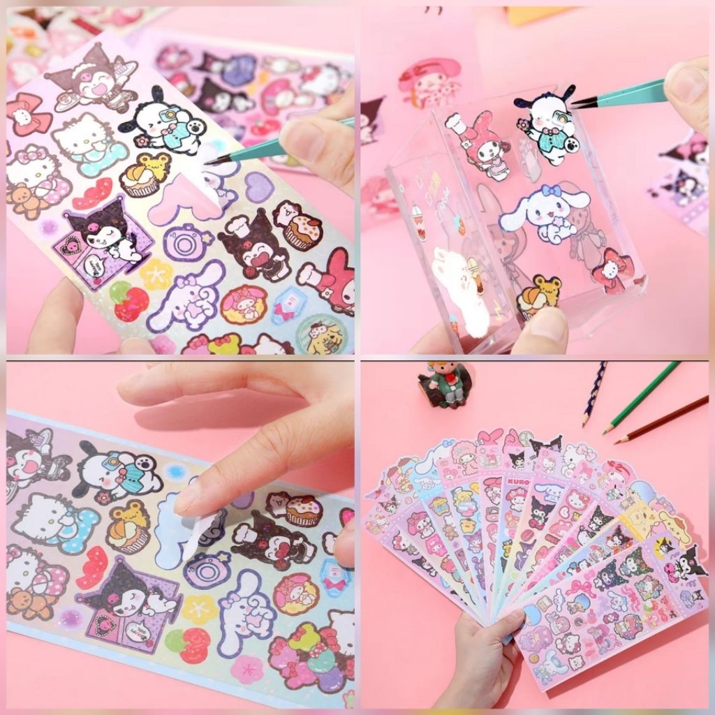 สติ๊กเกอร์แผ่นเรียบ กากเพชรวิ๊ง สติ๊กเกอร์การ์ตูนญี่ปุ่น ซื้อ5ฟรี1 สติ๊กเกอร์ตกแต่ง สติ๊กเกอร์เด็ก ของสะสม สินค้าราคาถูก