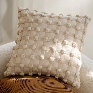 ปลอกหมอนอิงโทนสีน้ำตาล แต่งห้องสไตล์ญี่ปุ่น มินิมอล Wabi-Sabi ขนาด45x45cm เรียบหรู ปลอกหมอนอิงโซฟาเกรดสูง