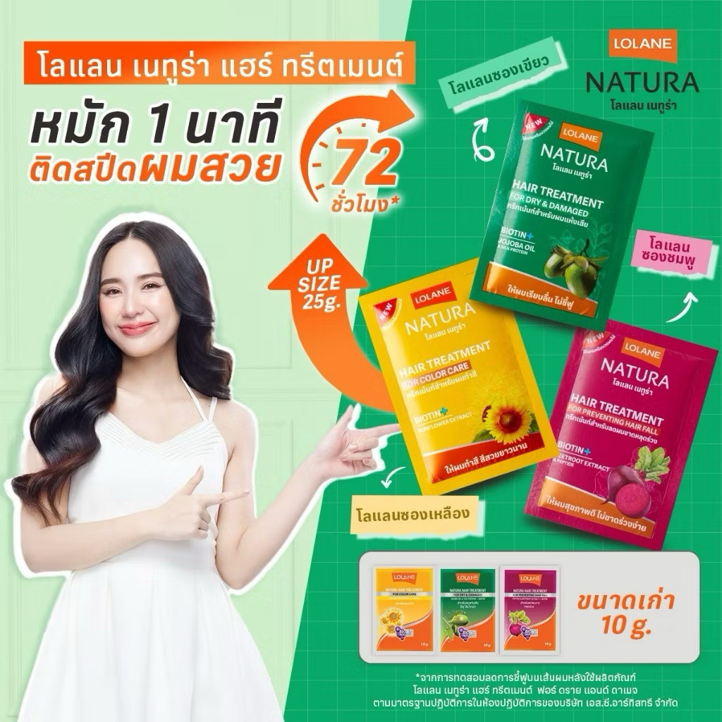 โลแลน เนทูร่า ทรีทเม้นท์บำรุงเส้นผม แบบซอง 25g. LOLANE Natura Hair Treatment Sachets
