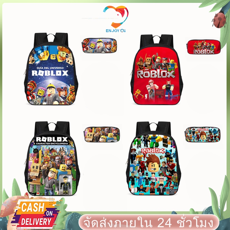 กระเป๋านักเรียน Roblox 2 ชิ้น, ชุดกล่องดินสอ Robloxs กระเป๋าเป้สะพายหลังเด็กผู้ชาย