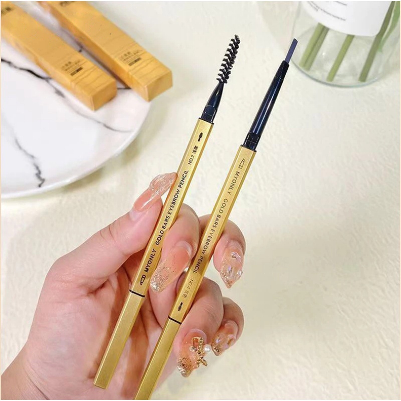 ดินสอเขียนคิ้ว 2 in 1 แบบหมุนอัตโนมัติ สีชัด เขียนง่าย ติดทนนาน พร้อมแปรง