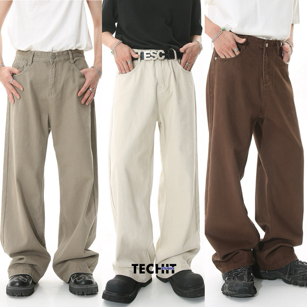 TECHIT SOMIN BAGGY JEANS กางเกงยีนส์ขากระบอกฟอกนุ่มมินิมอลสีเอิร์ธโทน