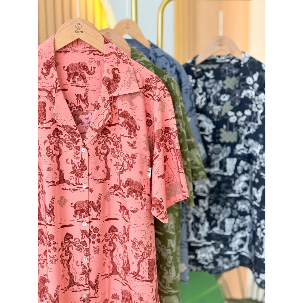 KORU เสื้อฮาวาย ลายช้างหิมพานต์