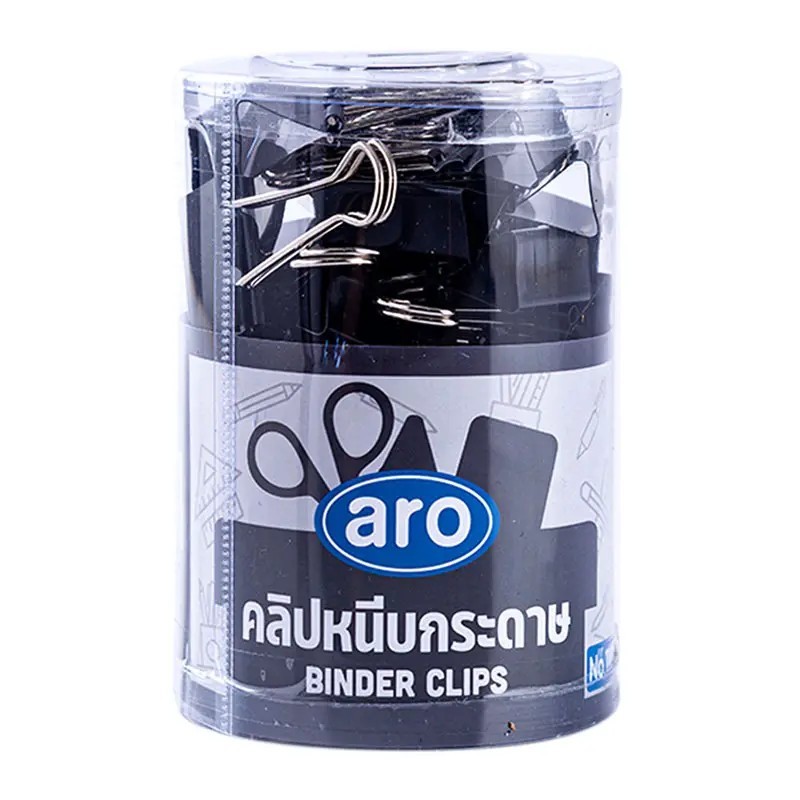 Aro เอโร่ คลิปหนีบกระดาษ 2 ขา รุ่น 110 สีดำ 36 ชิ้น