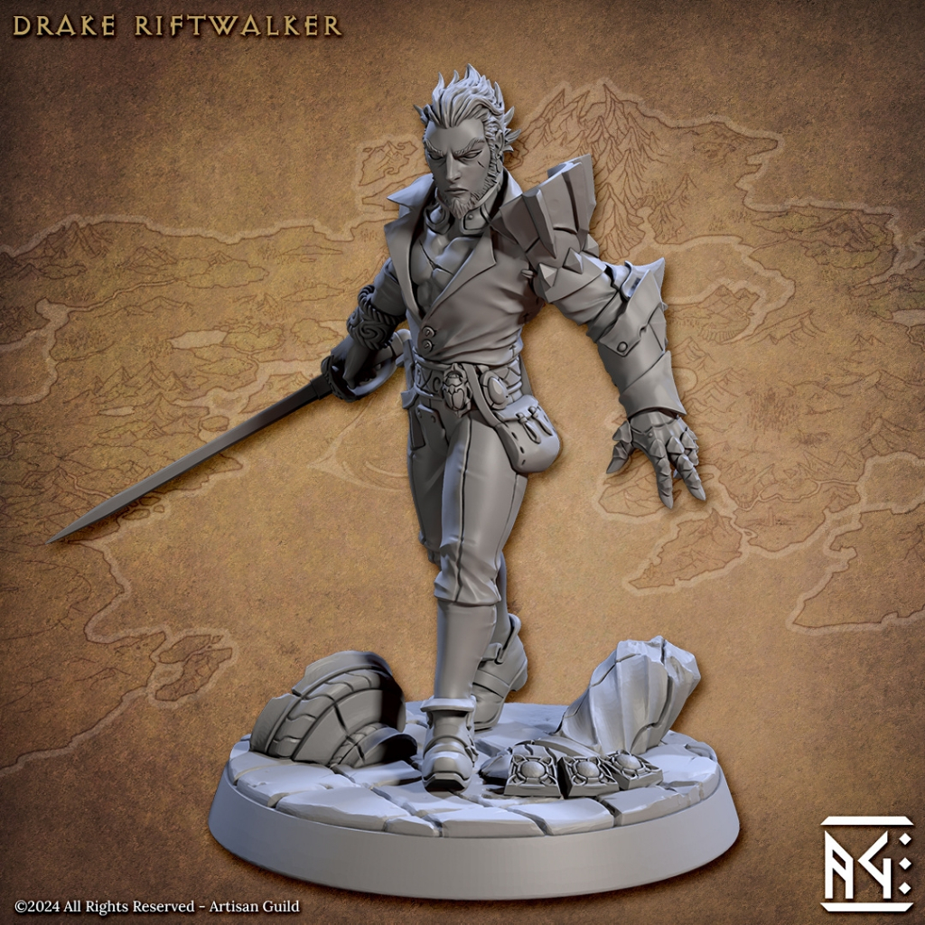 Drake Riftwalker - Raid at the Temple of Ifrit - Humanoid Human / 32mm scale 3D printed miniature AT