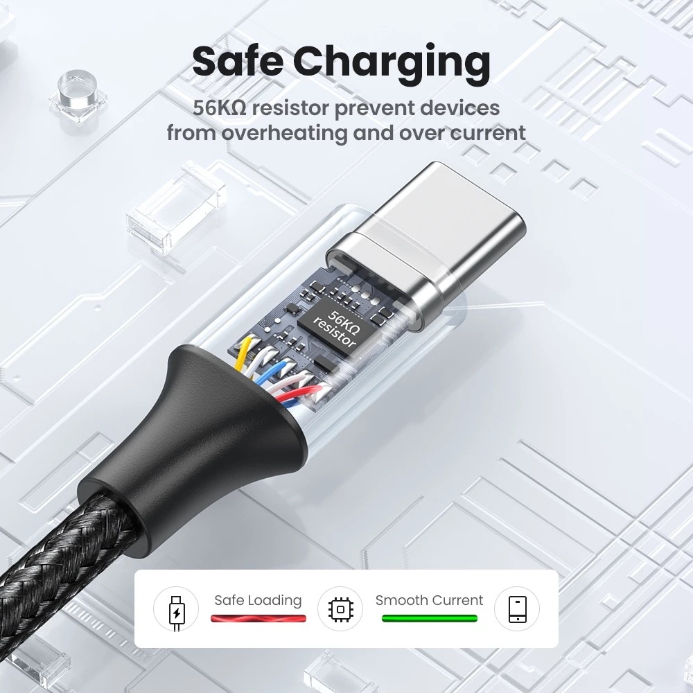 Ugreen 3A USB A to Type C Cable สายชาร์จเร็ว สายข้อมูลไนลอนถัก สําหรับ สำหรับ Samsung 16 15 ยาว1เมตร/2เมตร - ภาพย่อย 3